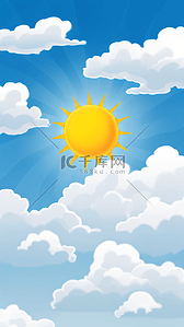 太阳夏天背景图片_卡通太阳高温天气背景