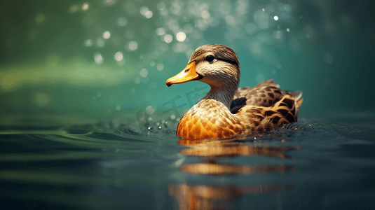 立冬游泳摄影照片_一只在水里游泳的鸭子