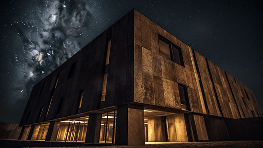 星夜下的棕色和黑色混凝土建筑
