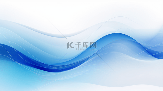 蓝色流动线背景图片_带波浪线背景留白空间。