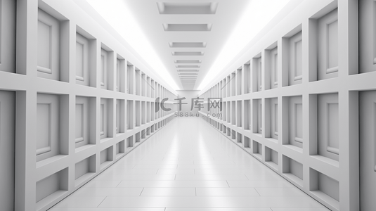 透视空间背景背景图片_抽象房间白色走廊空间背景。