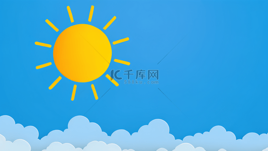 高温热处理背景图片_卡通太阳高温天气云朵边背景