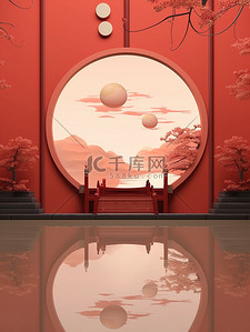 中国风背景图片_中式背景圆形产品展台6