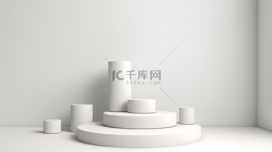 抽象白色构图用于产品演示的讲台 3D 渲染 3D 插画