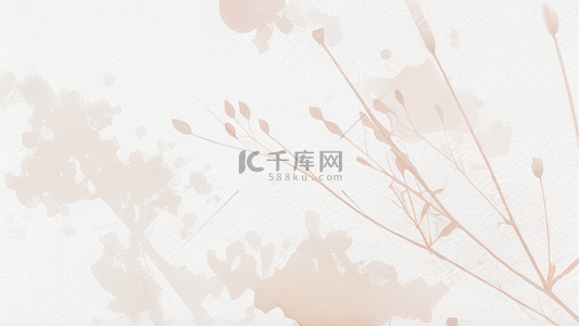 质感花卉背景图片_米白色质感水彩纸纹理植物背景