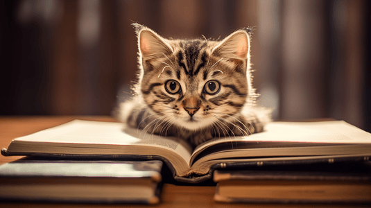 一只猫在看书