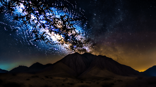 山上繁星满天的夜晚