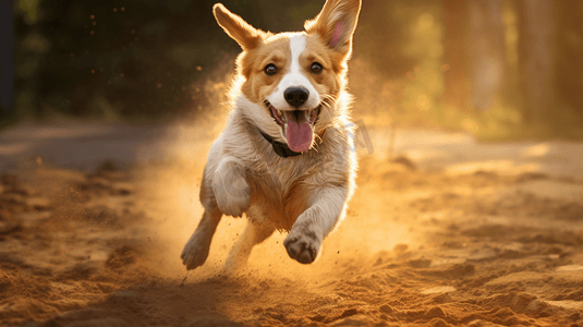 一只在泥土里跑的狗