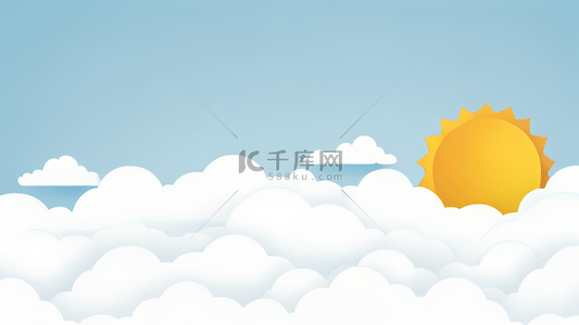 夏天背景图片_卡通太阳高温天气云朵边背景