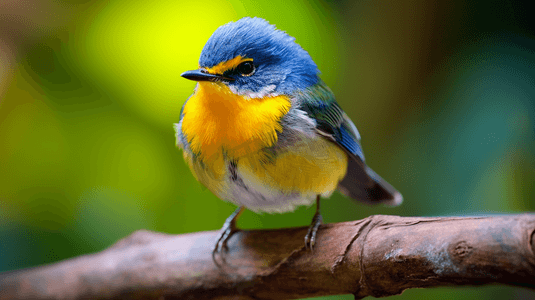 一只蓝黄相间的小鸟