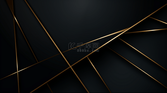 重叠的形状背景图片_豪华的深色背景，重叠形状和金色线条。