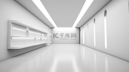 3D渲染白色抽象房间走廊的矢量图像