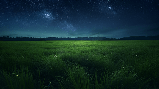 星夜下的绿草地