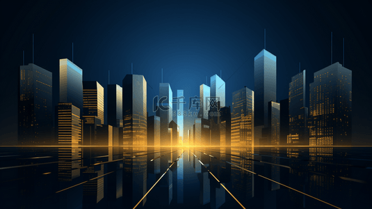 商务地标背景图片_简约商务城市之光建筑背景5