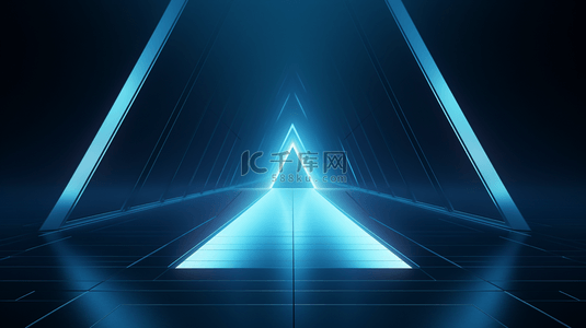 科技背景图片_蓝色商务科技光感三角背景14