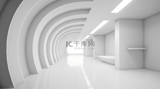 科技空间抽象背景图片_抽象房间白色走廊空间背景。