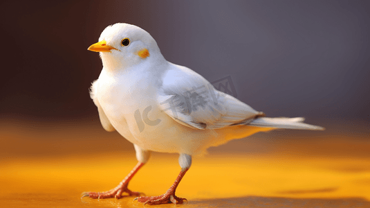 一只黄色脚的白色小鸟