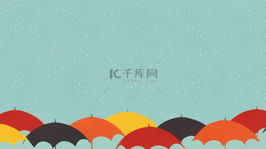 卡通雨天背景图片_自然天气背景雨天雨伞背景