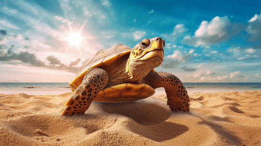沙滩上的一只乌龟