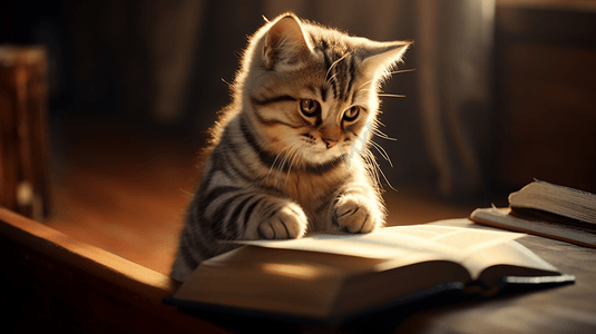 一只猫在看书