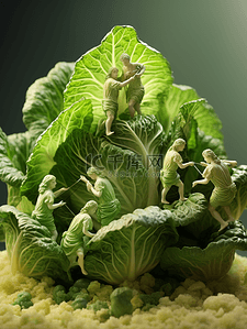 3D立体绿色白菜背景2