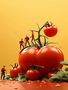 3D立体红色番茄背景3