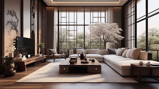 新中式新中式背景图片_新中式客厅设计高档