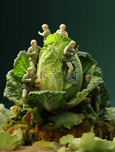 白菜好物背景图片_3D立体绿色白菜背景1