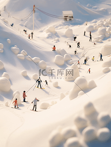 滑雪背景图片_白色滑雪雪景背景4