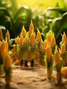 3D立体黄色玉米微距摄影背景4