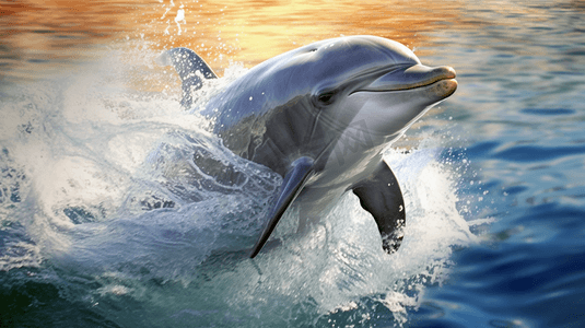 从海中跳起来的灰海豚3