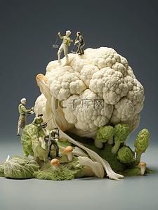 3D立体菜花微距摄影背景12