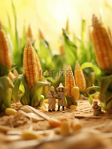 3d小人背景图片_3D立体黄色玉米微距摄影背景2