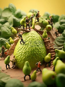 3D立体绿色的梨子背景8