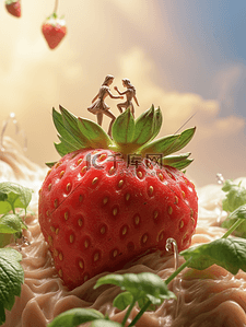 3D立体红色草莓背景2