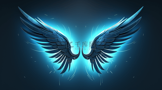 蓝色翅膀科技背景图片_蓝色唯美渐变光效翅膀背景4