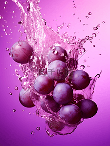 吐鲁番的葡萄熟了背景图片_3D立体紫色葡萄微距摄影背景2