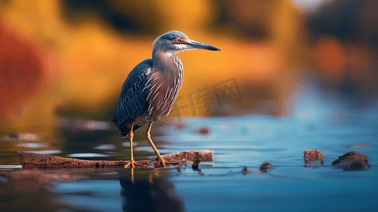 动物鸟类摄影照片_鸟类在水体附近的选择性聚焦摄影