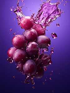 水果背景图片_3D立体紫色葡萄微距摄影背景1