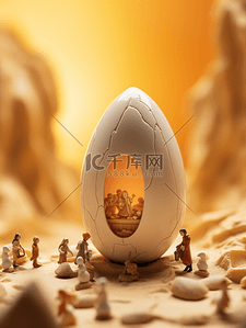 3D立体白色鸡蛋微距摄影背景2