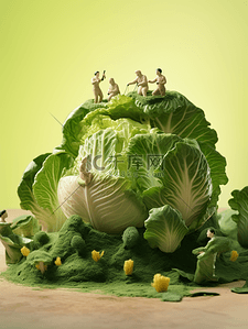 白菜好物背景图片_3D立体绿色白菜背景7