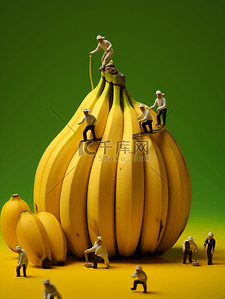 3D立体黄色香蕉背景2