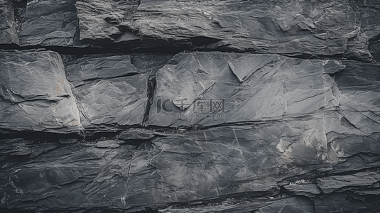 高分辨率的深灰黑色板岩纹理，天然石墙。
