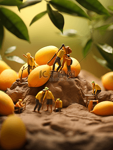 水果背景图片_3D立体金色芒果背景1