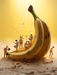 3D立体黄色香蕉背景1
