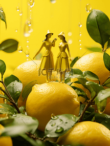 立体水果背景图片_3D立体柠檬微距摄影背景5
