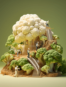3D立体菜花微距摄影背景8