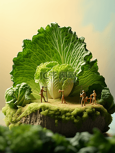 白菜好物背景图片_3D立体绿色白菜背景8