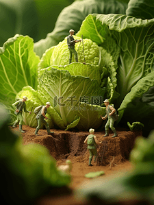 白菜好物背景图片_3D立体绿色白菜背景3