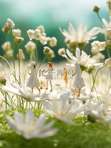 3D立体唯美白色花瓣微距摄影背景2